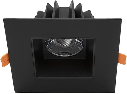 Maxxima 4 in. Ultra-Thin Recessed Anti-Glare LED Downlight, Canless IC Rated, 5 Color Temperature Selectable 2700K/3000K/3500K/4000K/5000K, Dimmable Square Black Trim, 90 CRI