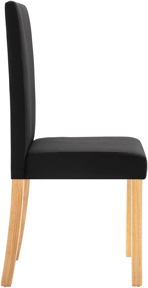 Dining Chairs Set of 4 Black Fabric and Rubber Wood, Modern Farmhouse Style Ergonomic Design for Comfortable Seating, Sturdy Furniture for Dining Room Kitchen Living Room