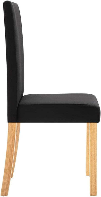 Dining Chairs Set of 4 Black Fabric and Rubber Wood, Modern Farmhouse Style Ergonomic Design for Comfortable Seating, Sturdy Furniture for Dining Room Kitchen Living Room