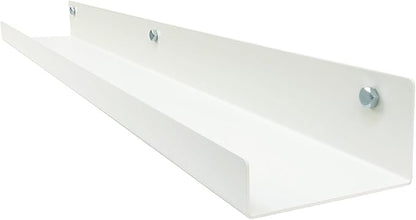 Mitus Floating Display Shelf - Wall Mounted - Modern Industrial Metal Channel Ledge White, 24 inch