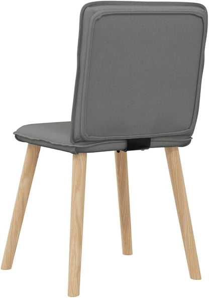 Dining Chair Set of 4 Dark Gray Fabric Chairs with Rubber Wood Legs for Kitchen Dining Room and Living Room