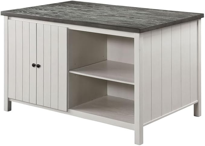 Counter Height Dining Table with Storage Cabinet Base Solid Wood Construction for Kitchen Island Seating