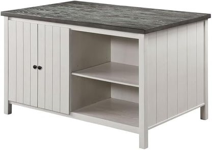 Counter Height Dining Table with Storage Cabinet Base Solid Wood Construction for Kitchen Island Seating
