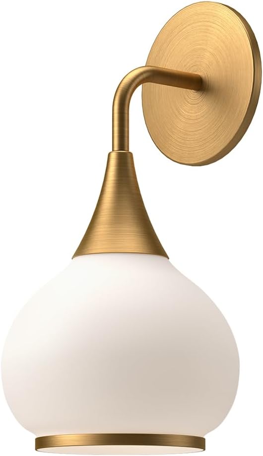 Alora Mood Hazel 6-in Aged Gold/Opal Matte Glass 1 Light Wall/Vanity