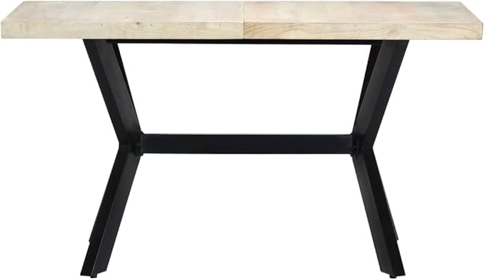 Dining Table Rectangular Solid Mango Wood Bleached Finish Modern Kitchen Dining Room Table 55.1 x 27.6 x 29.5 in Seats 6 for Contemporary Small or Large Dining Spaces