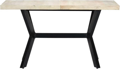 Dining Table Rectangular Solid Mango Wood Bleached Finish Modern Kitchen Dining Room Table 55.1 x 27.6 x 29.5 in Seats 6 for Contemporary Small or Large Dining Spaces