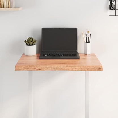Solid Oak Live-Edge Butcher Block Table Top 15.7x23.6x1.6 in, Varnished Small Wood Desk Countertop for Dining Room Kitchen Office Crafting