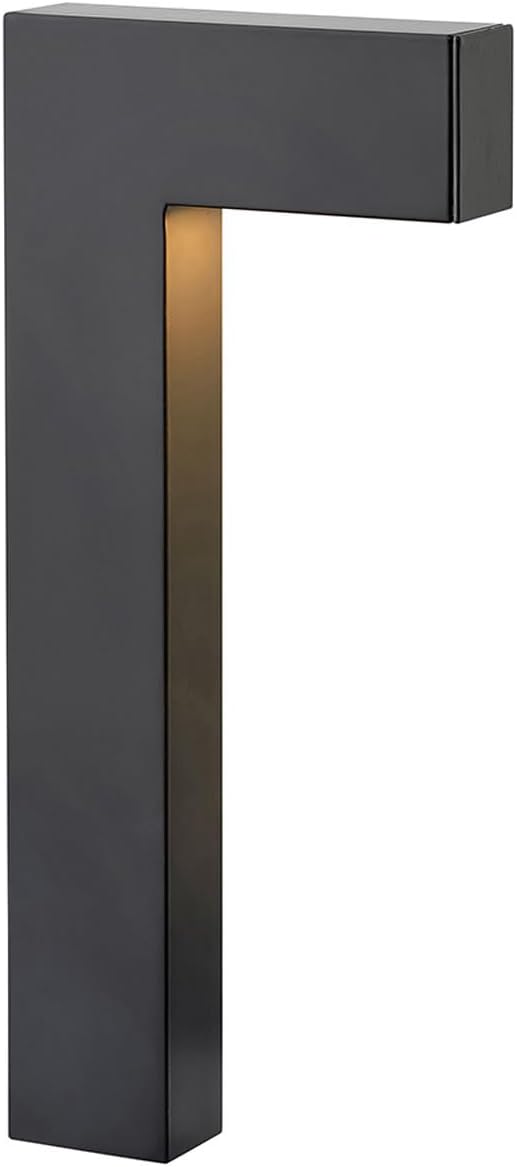 Hinkley Atlantis Small LED Low Voltage 2700K Landscape Pathway Light, 12v, Dimmable, Aluminum, Safe for Wet Conditions, Satin Black Finish with Etched Glass Lens