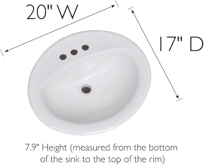 Design House 573428 Oval Drop-In Sink 20x17 Single Basin in White