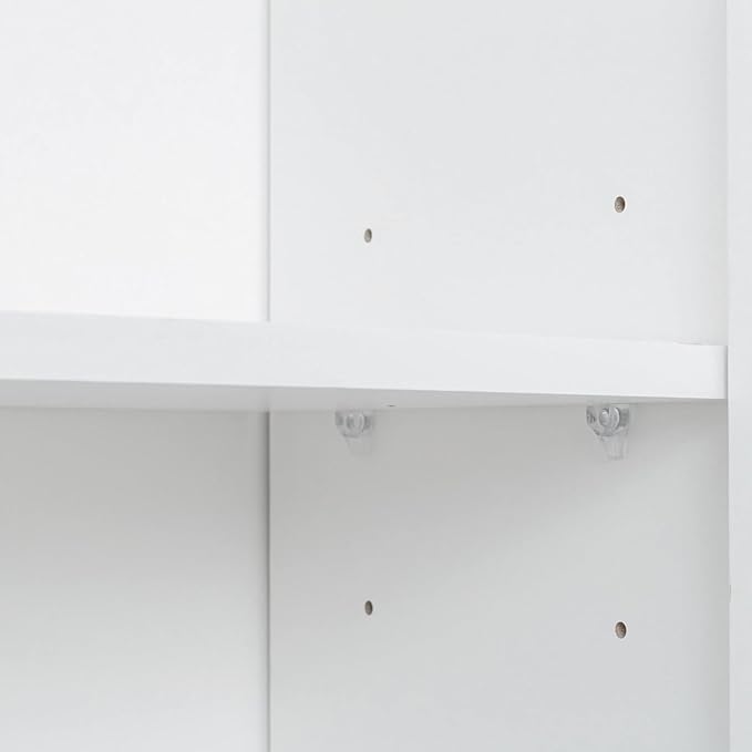 DMAITH 71" White Kitchen Pantry Cabinets with Microwave Stand, 6 Doors & 3 Adjustable Shelves, Freestanding China Cabinet Hutch, Buffet Cabinet with Storage