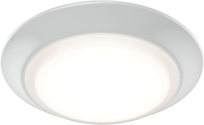 Kichler Low Profile LED Downlight - Gen Select 5-in-1 Downlight White, for Wet or Damp Spaces, 2700K-5000K, Color Temperature Select, Power Surge Protected, (7.38" Dia x 1.35" H) 43874WH5CCT