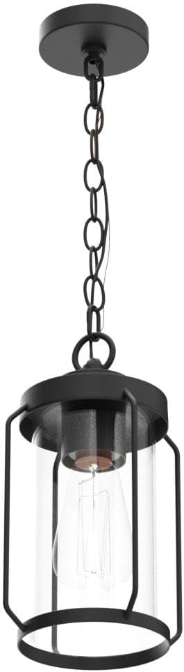 LALUZ Outdoor Pendant Light, Matte Black Exterior Hanging Lantern, Anti-Rust Outdoor Hanging Light Fixture with Clear Glass, Farmhouse Outdoor Porch Chandelier for Gazebo, Patio, Yard, 10”
