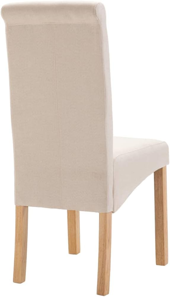 Modern 4-Piece Cream Fabric Dining Chairs Set with Wood Frame Ergonomic Design Rectangular Shape for Kitchen Dining Room and Living Room