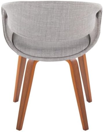 Upholstered Dining Chairs Set of 2, Kitchen Island Chairs with Grey Fabric Seat and Walnut Bent Wood Legs for Dining Room Living Room Restaurant