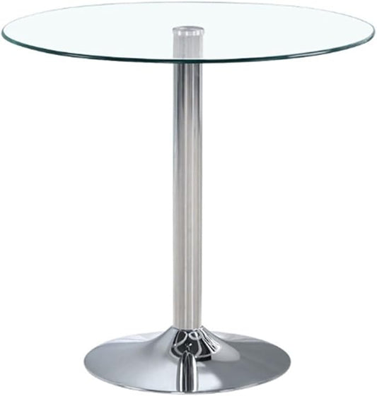 31.2” Round Glass Top Pedestal Table Glass Kitchen Dining Table, Modern Circular 2-4 Seat Breakfast Bistro Table for Dining Room, Living Room, Cafe