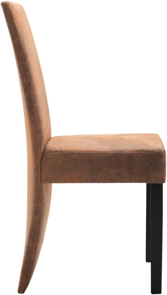 Modern Dining Chairs 4-Piece Set Brown Faux Suede Leather Upholstered High Back Ergonomic Design with Solid Wood Legs for Kitchen Dining Room Furniture