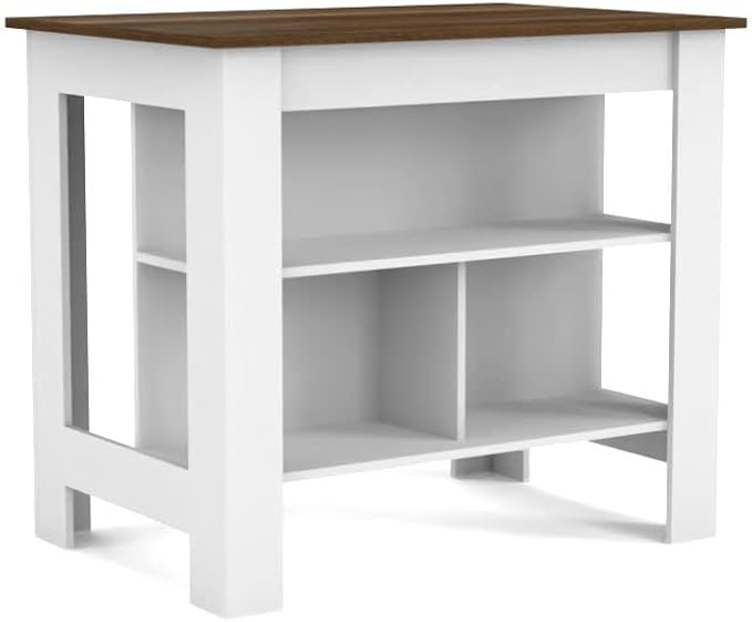 Modern Dining Table Kitchen Island Table with Shelves Adjustable Sturdy Stable Easy Clean Console Counter Luxury,White-3