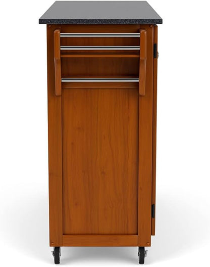 Home Styles Create-a-Cart Cottage Oak Kitchen Cart with Black Granite Top, with Solid Wood Construction, Adjustable Shelves, Towel Bar, Locking Casters, and Spice Rack