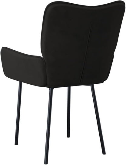 Dining Chairs 2 Pcs Black Velvet Modern Farmhouse Kitchen Chairs with Metal Frame, Ergonomic Backrest for Living Room, Dining Room, Bedroom Furniture