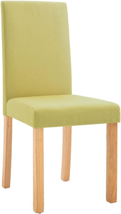 Set of 4 Green Fabric Dining Chairs Accent Chair Rubber Wood Frame Comfortable Seating for Dining Room Kitchen