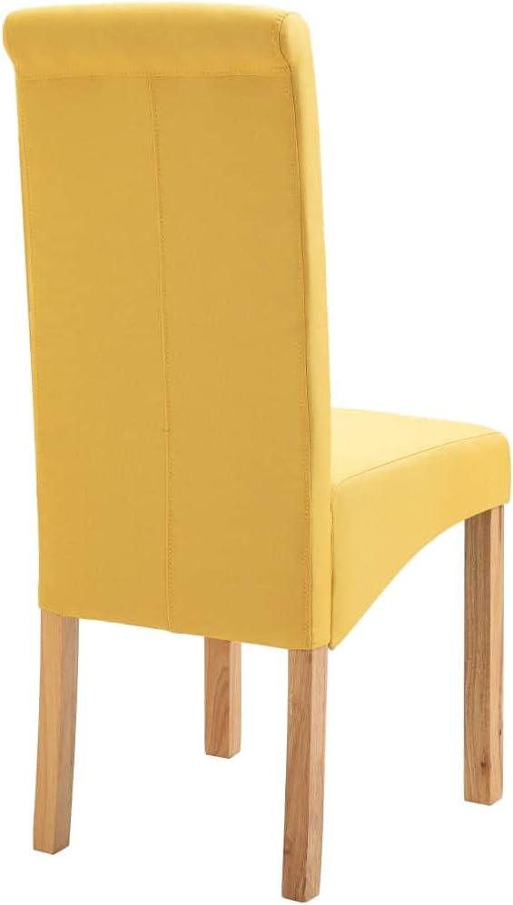 Modern Farmhouse Dining Chairs Set of 4 Yellow Fabric Upholstered Wooden Frame Comfortable Accent Chairs for Kitchen Living Room Furniture
