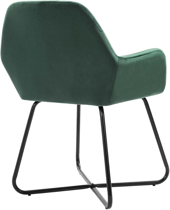 Green Velvet Dining Chairs Set of 6, Powder-Coated Steel Frame, Modern Rectangular Design with Ergonomic Support for Dining Room, Kitchen, or Living Room Furniture