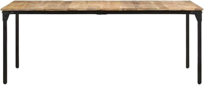Industrial Dining Table 78.7"x39.4" Solid Mango Wood Rustic Brown Rectangular Kitchen & Dining Room Table Seats 6, Heavy-Duty Steel Legs, Easy Assembly for Living Room Bistro Office
