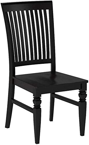 East West Furniture WEC-BLK-W Weston Dining Chairs - Slat Back Wood Seat Kitchen Chairs, Set of 2, Black