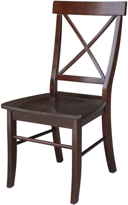 International Concepts X- Back Chair, with Solid Wood Seat, Java