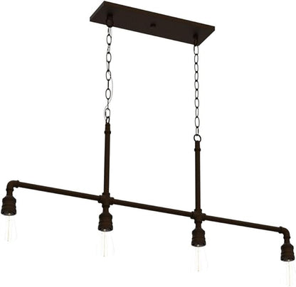 LOG BARN Pendant Lighting for Kitchen Island, 4-Light Farmhouse Industrial Lighting in Black Metal, 44" Linear Dining Room Lighting Fixtures Hanging
