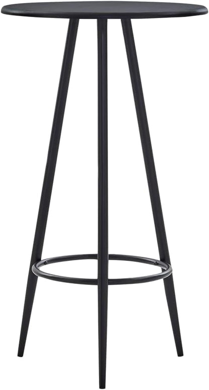 Black Bar Table with MDF Top and Steel Frame 23.6 x 42.3 Inches, Compact Design for Small Spaces, Seats Up to Four, Indoor Dining Furniture for Kitchen and Dining Room