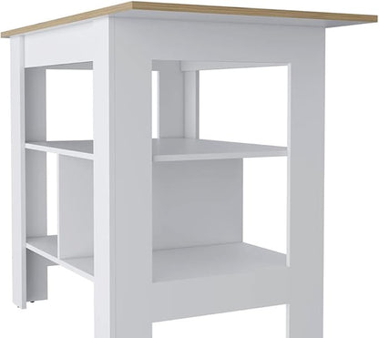 GOWE Lisbon Kitchen Island, 3-Tier Shelf and Large Workstation