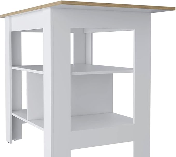 GOWE Adeline 3-Shelf Kitchen Island White and Macadamia