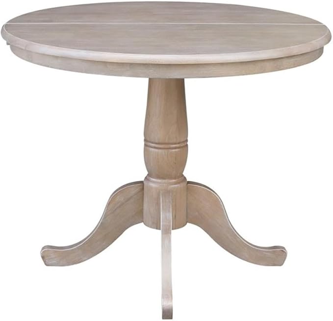 IC INTERNATIONAL CONCEPTS 36" Round Top Pedestal Table with 12" Leaf - 29.3" H - Dining Height