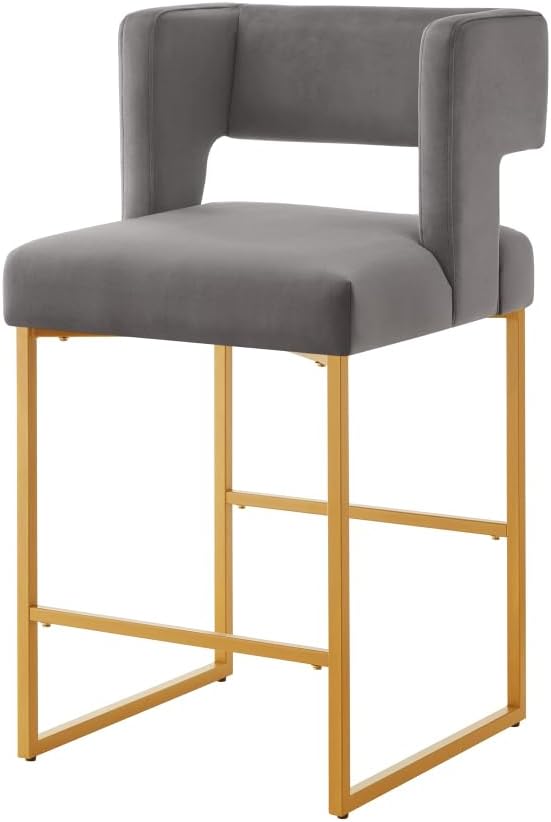 Counter Height Bar Stools with Square Open Backrest and Built-in Footrest, 26 Inch Seat Height for Kitchen Islands and Home Bars