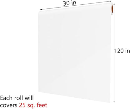 Decotalk 30"x120" White Contact Paper Peel and Stick White Wallpaper Self Adhesive Contact Paper for Cabinets Decorative Matte Wallpaper for Walls Removable Solid Color Wall Vinyl Wrap Thick Film
