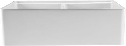 VEVOR 33x20 inch Farmhouse Sink, White Sink Workstation, Fireclay Undermount Basins, Apron Front Double Bowl Basin with Multiple Accessories, Large Capacity Household Dishwasher Sinks for Kitchen