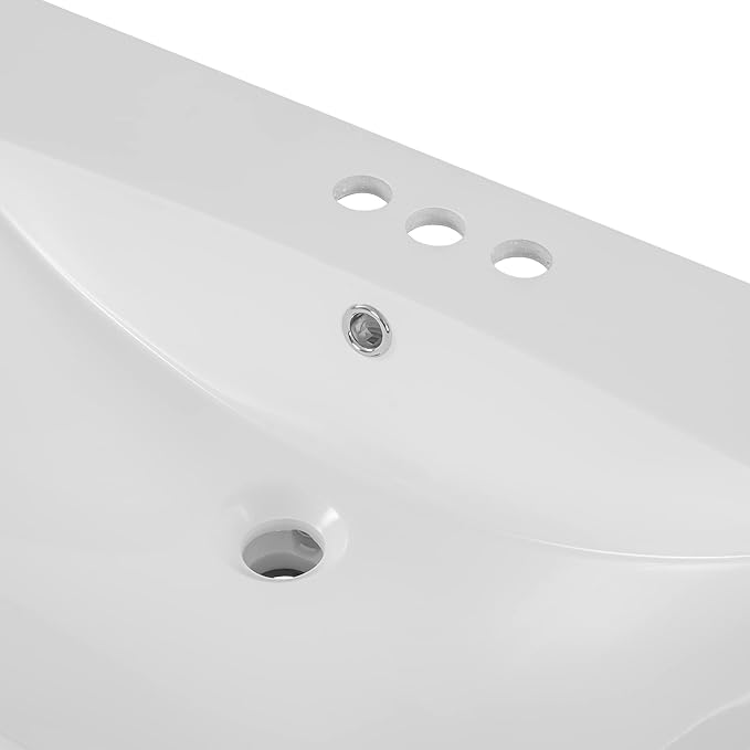 36"x18" Bathroom Vanity Sink Top Only, Center-Located Undermount Countertop, Fit for 4" Centerset Faucet (Not Included), White