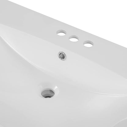 36"x18" Bathroom Vanity Sink Top Only, Center-Located Undermount Countertop, Fit for 4" Centerset Faucet (Not Included), White