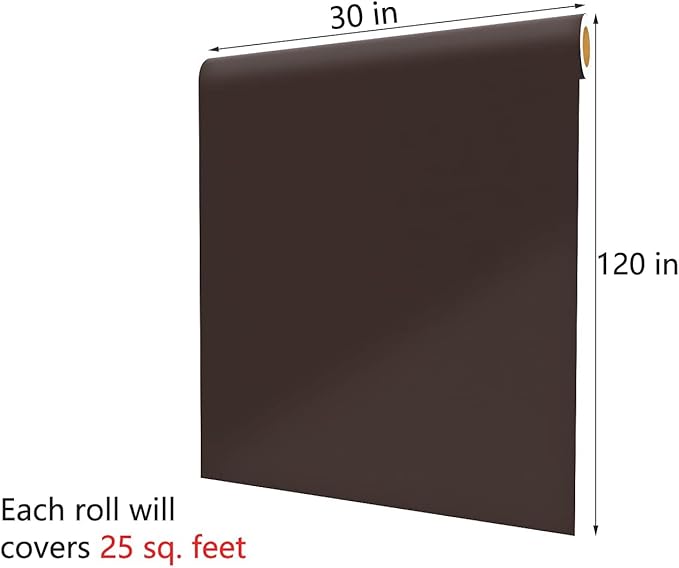 Decotalk 30"x120" Brown Contact Paper SolidBrown Contact Paper for Cabinets and Drawers Wallpaper Peel and Stick Dark Brown Vinyl Warp for Bedroom Walls Removable School Decor Solid Color Vinyl Matte