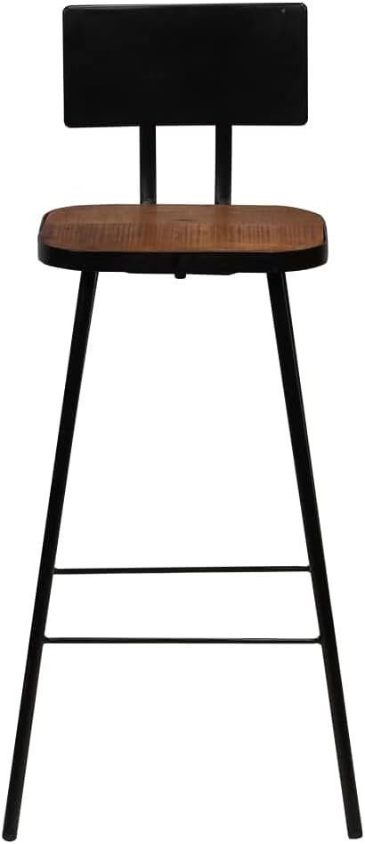 3-Piece Bar Table Set, Industrial Pub Table with 2 Stools, Solid Reclaimed Wood and Powder-Coated Steel Frame, Compact Dining Furniture for Small Kitchens, Brown