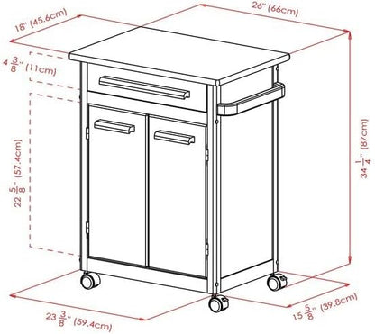 Winsome Wood Kitchen Cart, Natural, Single Drawer (82027)
