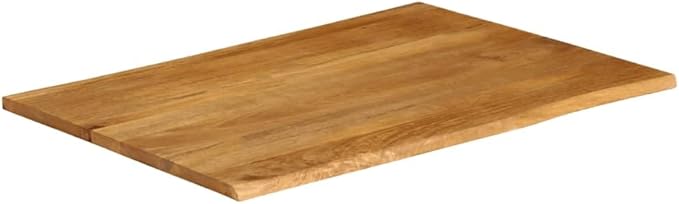 Solid Mango Wood Table Top 31.5 x 35.4 in Live Edge Countertop Rustic Oak Brown Dining Desk Bar Slab for Indoor Kitchen Restaurant or Office