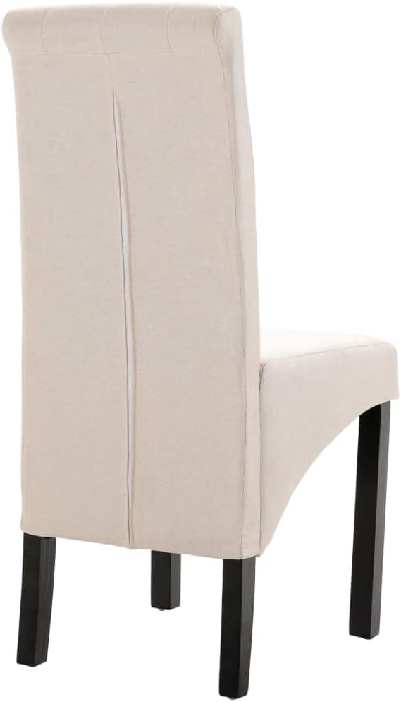 Dining Chairs Set of 2 Cream Fabric Upholstered Modern Farmhouse Rubber Wood Seat 22.4" W x 37.4" H for Kitchen Dining Room or Small Accent Living Space