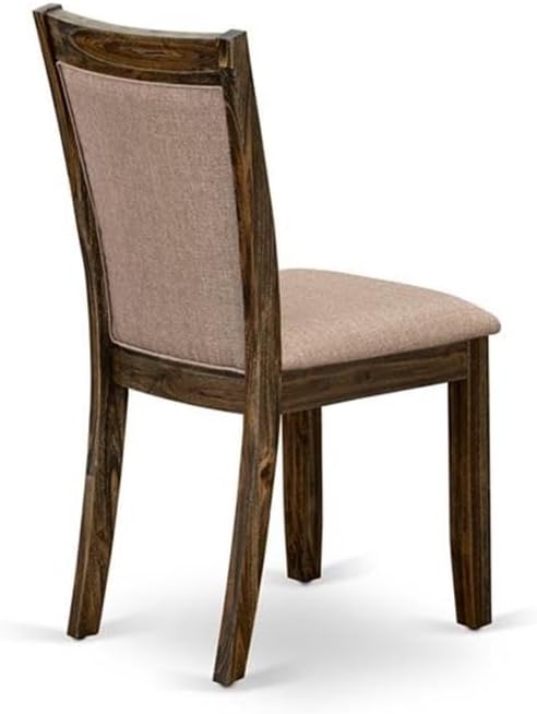 East West Furniture MZC7T16 Monza Parson Dining Chairs - Dark Khaki Linen Fabric Padded Chairs, Set of 2, Distressed Jacobean