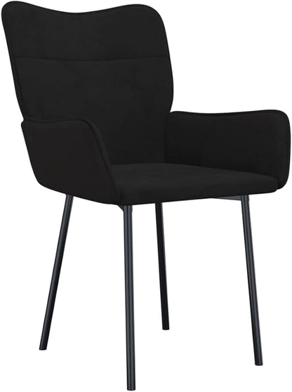 Black Velvet Dining Chairs Set of 2 Modern Accent Chairs with Padded Armrests Tapered Legs 23 x 21.7 x 32.1 in for Dining Room Kitchen Living Room Bedroom