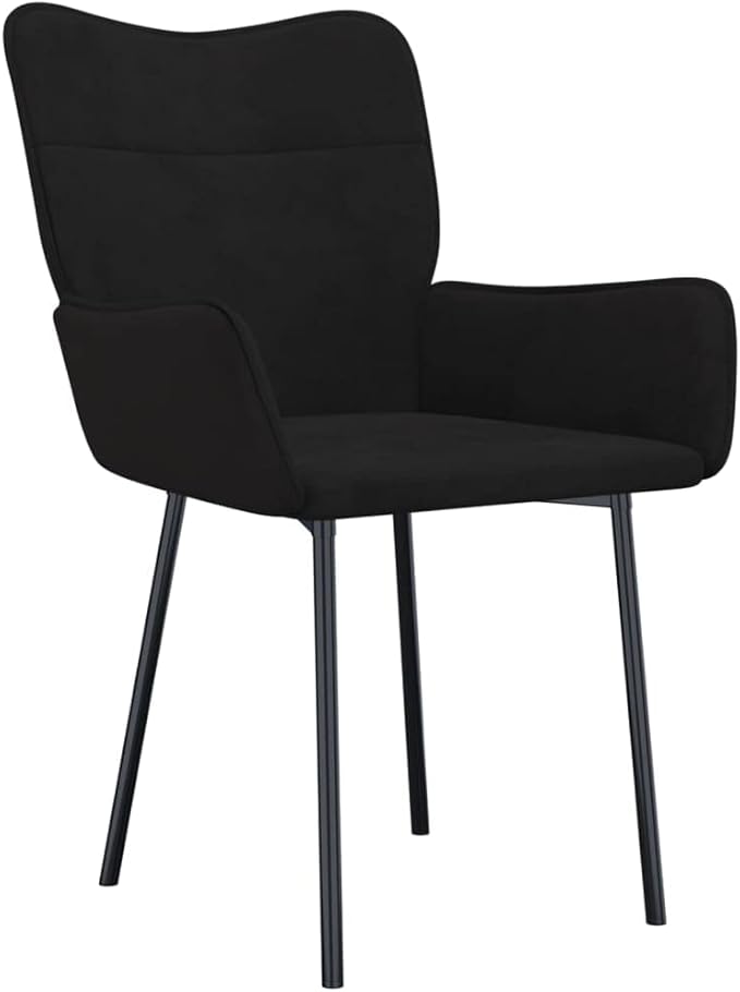 Dining Chairs 2 Pcs Black Velvet Modern Farmhouse Kitchen Chairs with Metal Frame, Ergonomic Backrest for Living Room, Dining Room, Bedroom Furniture