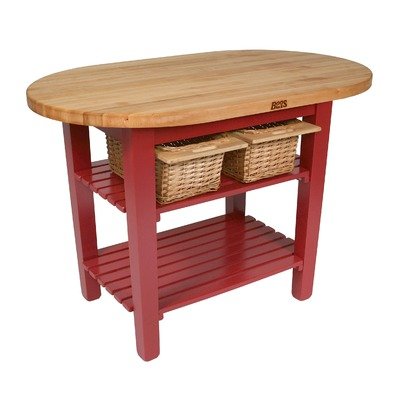 John Boos Elliptical C-Table Island, 72" W x 30"D x 35"H, No shelf, Useful Gray Stain