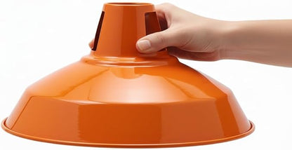 Plug in Pendant Light, 13.1FT Hanging Light with Plug in Cord and On/Off Switch, Industrial Orange Barn Metal Shade Pendant Light for Kitchen Island, Dining Room, Bar, Cafe, Living Room, Orange