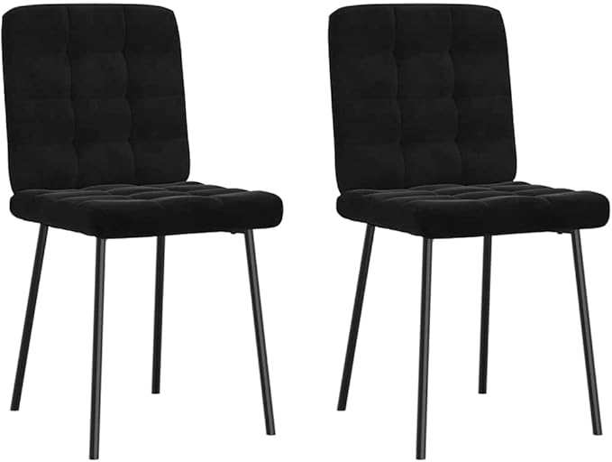 Modern Velvet Dining Chairs Set of 2 Black Accent Chairs with Thick Foam Cushion Sturdy Metal and Wood Frame for Kitchen Dining Room Living Room